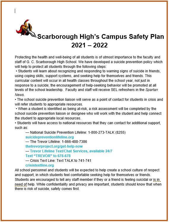 Scarborough High School Campus Safety Plan